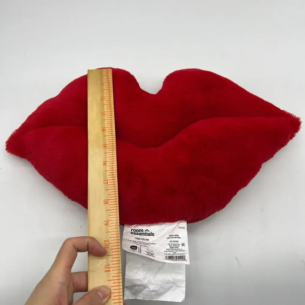 Room Essentials Lip Throw Pillow Decorative Soft Cute Cushion Red